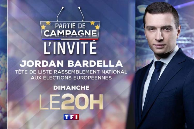 Jordan Bardella invité du  JT de 20 Heures de TF1 dimanche 26 mai 2024