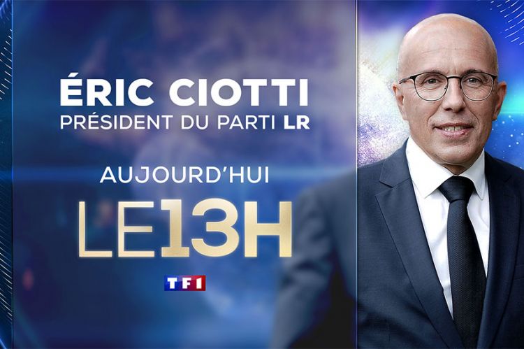 Éric Ciotti invité du Journal de 13 Heures de TF1 ce mardi 11 juin 2024