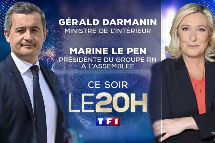 Gérald Darmanin et Marine Le Pen invités du JT de 20 Heures de TF1 ce lundi 10 juin 2024